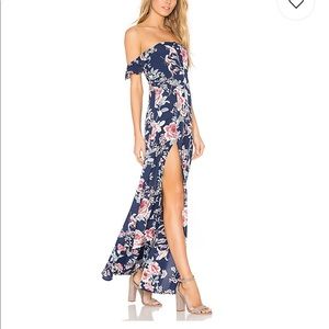 Flynn Skye Off Shoulder Maxi Dress in Rosy Water